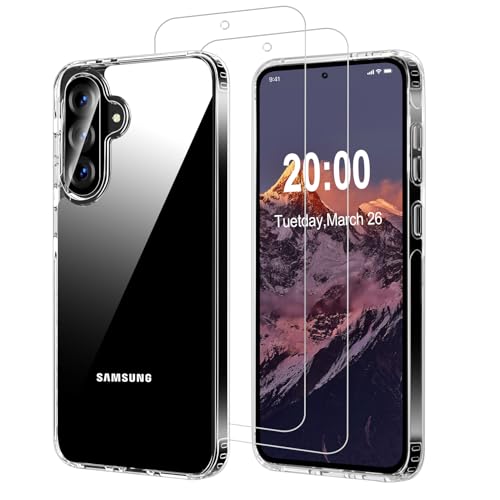 QHOHQ Hülle für Samsung Galaxy A56 5G / A36 5G, 1 Handyhülle + 2 Stück Panzer Glas, [Nie Vergilbung], [Militärstandard Schutz] Schutzhülle Case, Stoßfest Gassack, Anti-Kratzt - Klar