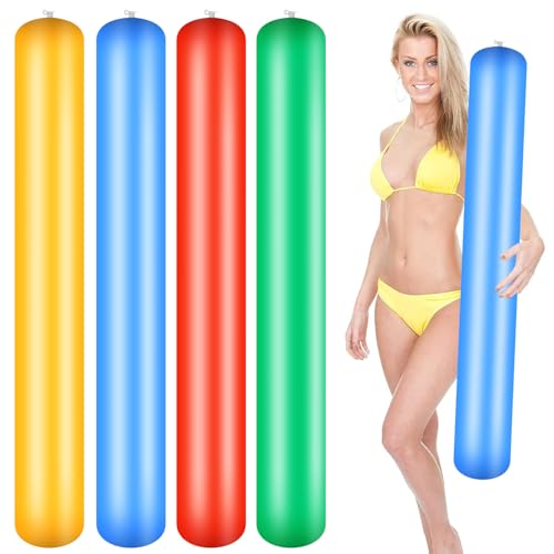 4 Stück Schwimmnudel Poolnudel, 105cm Aufblasbarer Schwimmbad Nudelschwimmer, Schwimmnudel Float Spielzeug, langlebige hohl poolnudel für Kinder Und Erwachsene zum Baden, Schwimmtraining, Aquasport