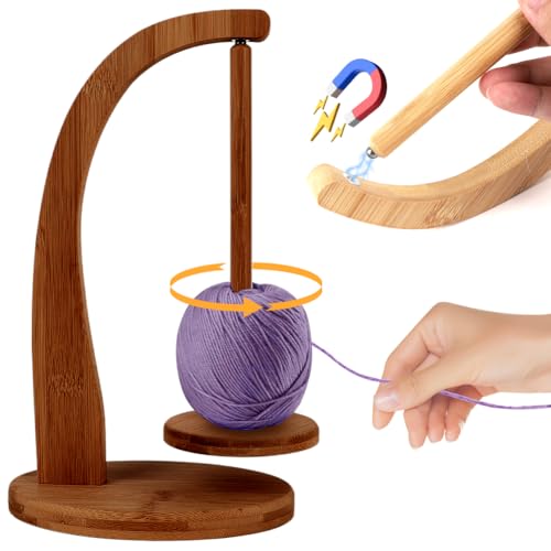 RANJIMA Wollabwickler, Rotierender Magnetischer Wollknäuelhalter zum Häkeln und Stricken, Yarn Winder Garnrollenhalter wollabwickler Holz Wollhalter Wolle aufwickler für Häkel- und Strickzubehör