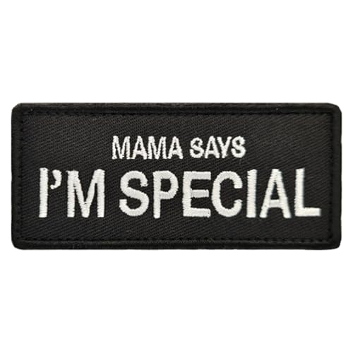 Klett-Aufnäher, Militär-Humor-Patch – „Mama sagt, ich bin besonders“ (9x4 cm) – Geeignet für Militär, Rucksäcke und Kleidung