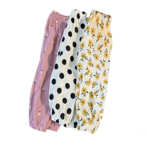 ACMEDE 3er Pack Baby Mädchen Jungen Sommer Leinenhose Gr. 86/92/98/104 Kinder Lange Hosen dünn Pumphose Bloomers doppellagigem Baumwollgarn Gr. 116/122/128 Haremshose Jogginghose Lässige Hose
