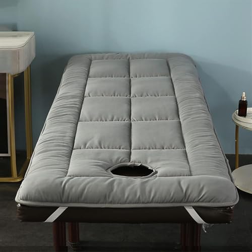 Quadratischer Matratzenschoner for Massagetische, Faltbare Matratzenauflage for Salon-Schönheitsmassage, Matratzenauflage Mit Atemloch for Das Gesicht(Gray,60x190cm)