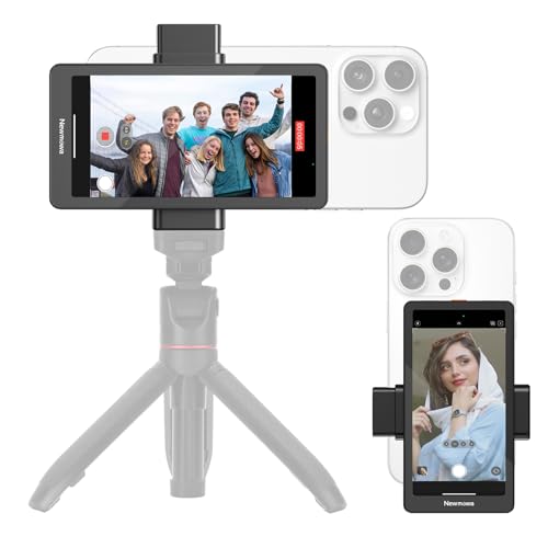 Newmowa 4,95 Zoll Telefon Vlog Selfie Monitorbildschirm, Telefon Rückkamera Zubehör für Teleprompter Live Stream Selfie Vlog TikTok, Kompatibel mit iPhone(Unterstützt Kabelgebundene 4K 30fps Aufnahme)