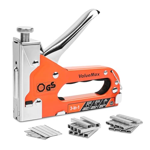 ValueMax 3-in-1 Handtacker Set mit 3000 Klammern -TÜV GS geprüft- Profi Tacker für Holz, Typ 140/28/8 leistungsstarker Tackerpistole mit einstellbarer Schusskraft für Dekoration, Möbel