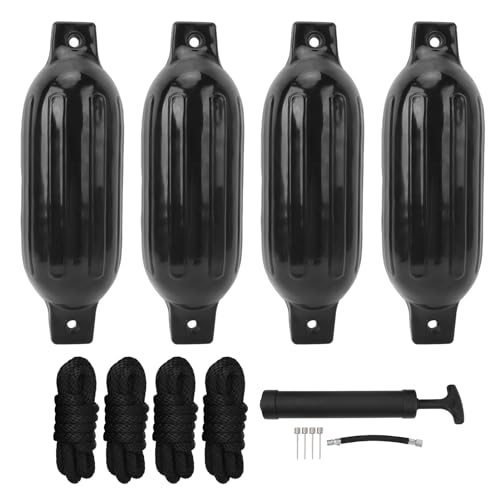 Bootskotflügel, Aufblasbares Boot Stoßstange Kit, Bootskotflügel 4 Packdockschutz, Docking Stoßstangen mit Seilen, Nadeln und Pumpen für Yachten, Segeldinghäien, Bassboote