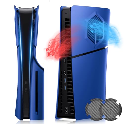 Separate Frontplatte für PS5 Slim Disc Edition, redefinition separate PS5 Slim Platten mit Staubnetz, Kühlung, kratzfest, Premium-ABS-Schalenplatte, Seitenplatten für PS5 Slim (blau)