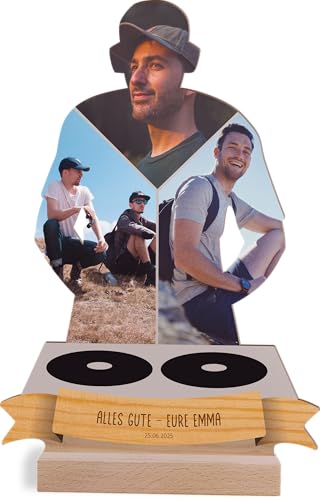 DJ Geschenk personalisiert - Foto Geschenk Holzbild - Musik Geschenke für Männer, Frauen und Kinder, Geburtstagsgeschenk Party, Fotomosaik