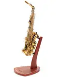 Musbeat Saxophonständer, Saxophonständer für Altsaxophon und Tenorsaxophon, Mahagoni Hartholz Altsaxophonständer mit weichen Silikon-Jochen, handgefertigter Tenorsaxophonständer aus Holz für