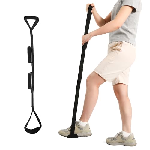 Kekoy 91 cm langer Beinhebergurt mit Fuß- und Handgriff für eingeschränkte Mobilität nach Hüftersatz, Ein- und Aussteigen aus Bett, Auto und Rollstuhl (91cm Schwarz)