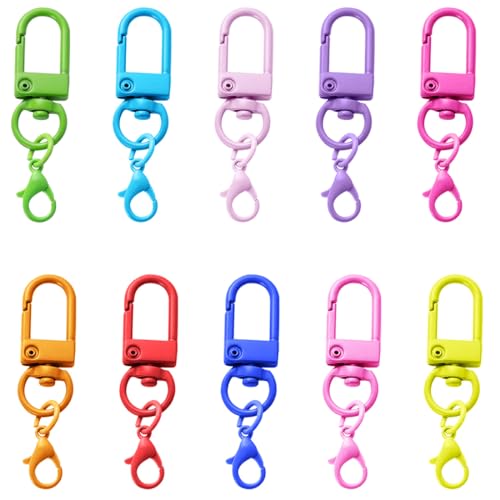 10 Pcs Schlüssel Karabiner, Bunte Hummer Haken, Schlüsselanhänger Bunt, Schlüsselanhänger Drehverschlüsse, Schlüsselanhänger DIY, Schlüsselketten Clip, für Schlüssel, Hängende Spielzeuge, DIY Zubehör