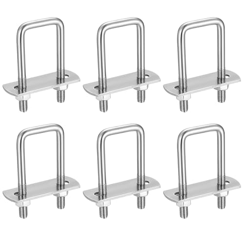 6 Stück Bügelschrauben M6, U Bolzen, Vierkant-Bügel, U-Bügel mit Mutter Rahmen und Gegenplatte, 304 Edelstahl Bügelschraube für Abschleppen von Autos Schiffen Reparatur (Rechter Winkel 62x25mm)