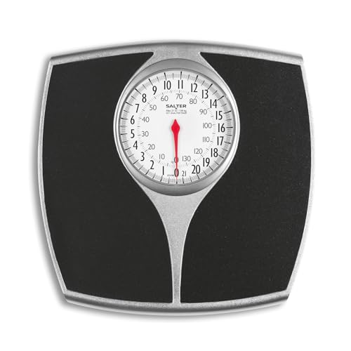 Salter 148 BKSVDR Personenwaage mechanisch - Analoge Körperwaage, Badezimmerwaage, max 136kg, einfach ablesbare Anzeige, große Antirutsch-Plattform, keine Batterien, analog, Präzises Gewicht kg/st/lbs