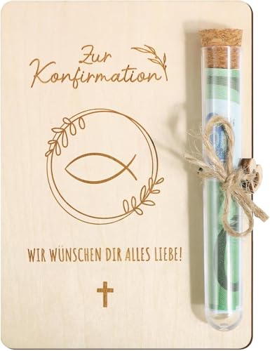 TanyoKing Zur Konfirmation Geldgeschenke Verpackung aus Holz mit Reagenzgläser Lustige Konfirmation Geldverpackung Geschenke Geldgeschenke für Mädchen Jungen