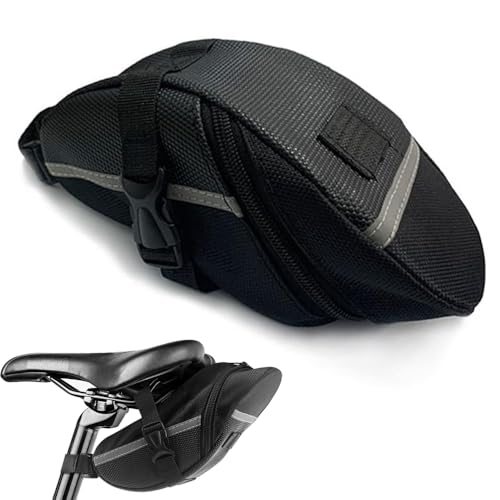 SJDOFU Satteltasche, Fahrrad Satteltasche, Fahrradsitz Tasche wasserdichte Rahmentasche Fahrradtasche Oberrohrtasche Aero Wedge Pack Bag für Mountainbikes, Fahrräder(Schwarz