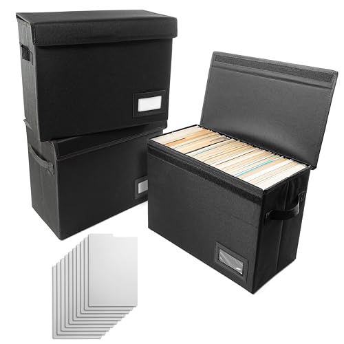 PP Premium Products Comicbuch-Aufbewahrung, 3 Stück, Comic-Buchtafeln, Comic-Aufbewahrungsboxen für 150–180 Comic-Bücher mit Deckel und Etikettenschlitz, 39,4 x 19,1 x 27,9 cm, Bonus-Trennwände,
