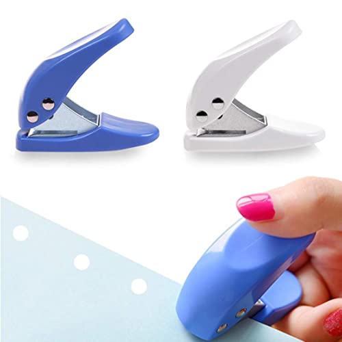 Hole Punch Einloch Punch Hole Punch Einer Schwerer Loch Punch Mini Paper 1 Loch Puncher, tragbarer Taschenpuncher, 10 Blätter gleichzeitig, zufällige Farbe (2pcs)