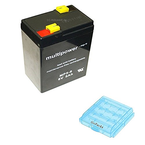 Multipower MP5-6/ Blei Gel Akku Batterie 6V / 5Ah / MP5-6 Faston 4,8 mm/ hohe Zyklenfestigkeit/ Bleigel