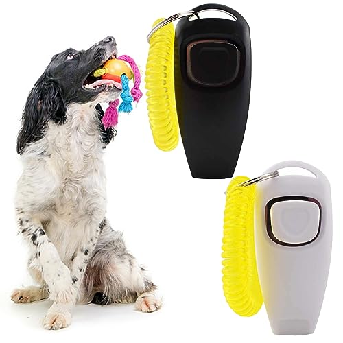 RUOJLING 2 Stück Klicker Hund,Clicker Hund,Clicker Katze,Klicker Katze,Klicker Hundetraining,Hunde Clicker,Clicker Hundetraining,Hundeklicker und Pfeife 2 in 1,für Hund,Katze,Pferd (Schwarz+Weiß)