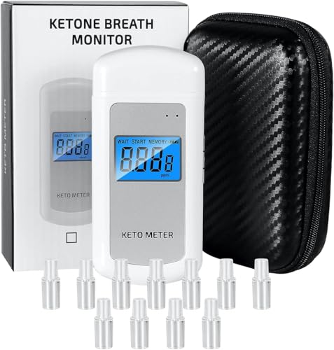 Ketone-Atemmessgerät Professionelles Ketone-Atemmessgerät Tragbares Ketose-Atemmessgerät USB-aufladbares Ketone-Atemmessgerät mit 10 austauschbaren Mundstücken für Ketosetests