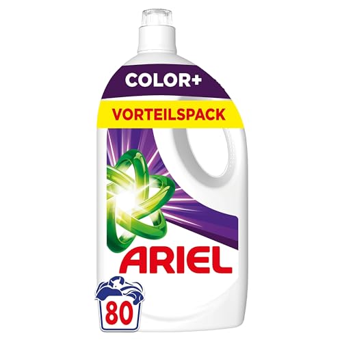 Ariel Flüssigwaschmittel, 80 Waschladungen Color plus, Kraftvolle Fleckenentfernung in nur 1 Waschgang, selbst bei Kaltwaschzyklen
