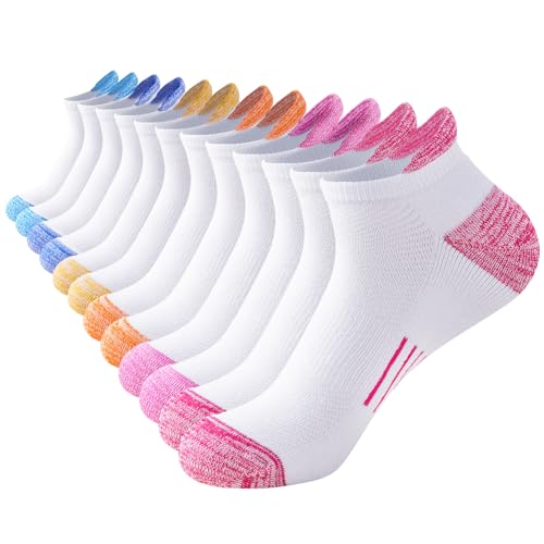 Niofind Sneaker Socken Damen Füßlinge Baumwolle Sportsocken Atmungsaktives Kurz Anti-Blasen Socken Damen Gepolsterte Laufsocken 6 Paar 35-38/39-42
