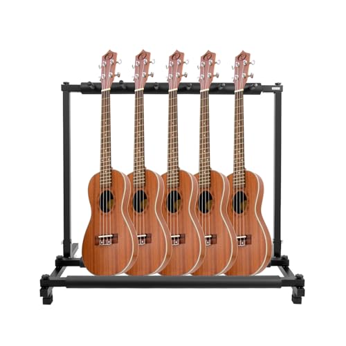 MINRS 5-fach Multi-Gitarrenständer Mehrfach Gitarrenständer Faltbar Tragbar Gitarrenstativ Universal Bassständer Halterung für Akustikgitarre, Bässe, E-gitarren