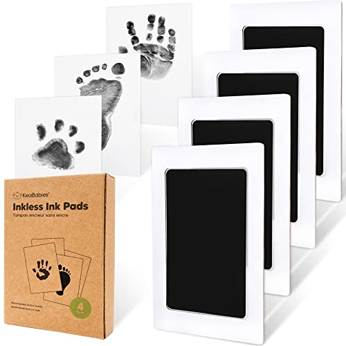 Handabdruck und Fußabdruck Baby Abdruckset - 4pcs Handabdruck Baby Tintenloses Stempelkissen - Baby Fussabdruck Set, Hand Abdruckset - Abdruckset Baby Geschenk - Pfotenabdruck Set Hund (Jet Black)