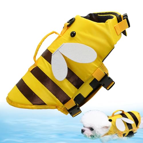 Hundeschwimmweste, Schwimmweste für Hunde, wasserdichte -Rettungswesten für Hunde mit Griff, Schwimmweste, Verstellbarer, modischer Hunde-Badeanzug mit Schnellverschluss-Schnalle, Rettungsring