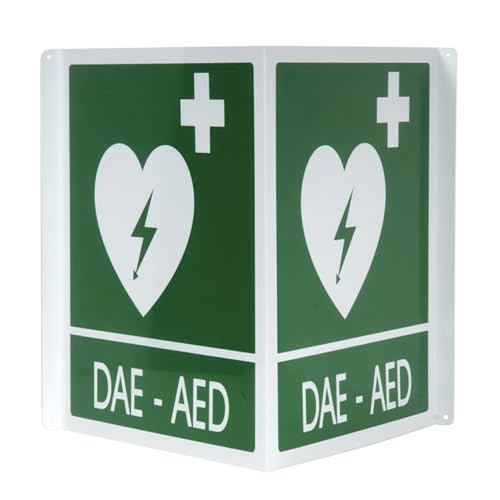 PVS - 35327 DAE/AED-Schild aus Aluminium, 34 x 36 cm, für Defibrillatoren