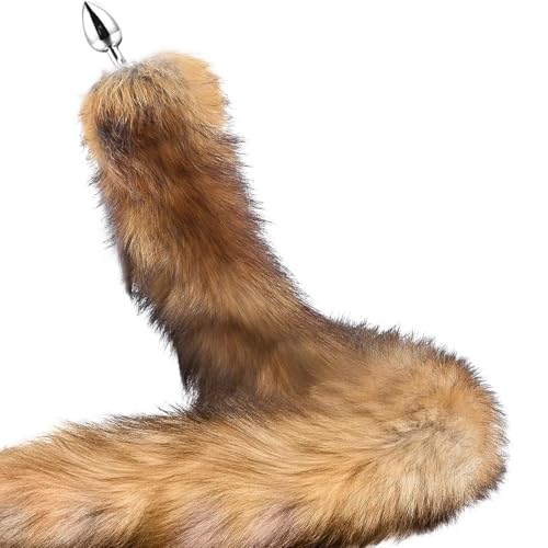 Analplug Fuchsschwanz für Frauen mit Schweif Edelstahl Anal Tail Plug SM ButtPlug BDSM Cosplay Tailplug Erotische Furry Anal Plug Schwanz Fuchs Sexspielzeug für Männer Paare Anfänger(L)