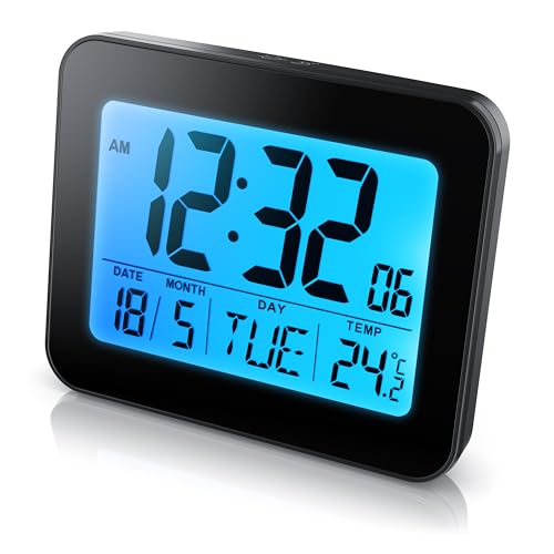 CSL – digitaler Wecker mit Licht – Temperatur – Datum – Uhrzeit – Schlummerfunktion/Snooze – Hintergrundbeleuchtung – kompakt für zuhause und unterwegs
