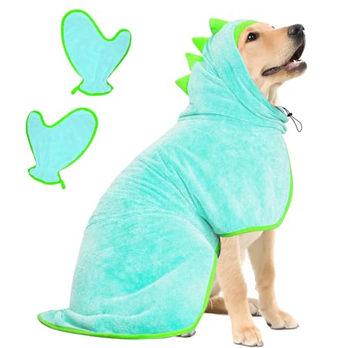 Bibykivn Bademantel für Hunde, Hundebademantel Aus Mikrofaser, Verstellbares Halsband Mit Klettverschluss Schnell Trocknend Badetuch für Große Mittelgroße Kleine Hunde/Katze (Blau, XL)
