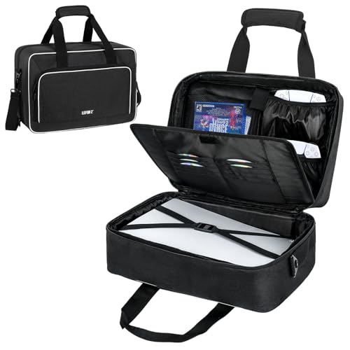PS5 Tasche,PS5 Tragetasche Kompatibel mit Playstation 5 Konsole,PS5 Pro,PS5 Disk,Digital Edition,Konsolentasche mit Unterteilbaren Fächer für PS5 Controller,PS5-Spiele,Gaming-Headset und Zubehör