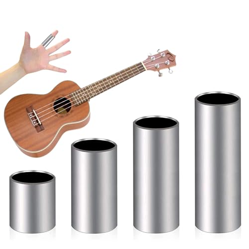 4 Pcs Gitarre Slide Set,Gitarre Steel Slide Edelstahl Metall Bass Slide Gitarren Slide Set Slide Gitarre Gitarrenzubehör Edelstahl Silber Slide Guitar Slide Für Anfänger Und Profis