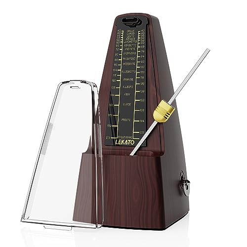 Mechanisches Metronom mit Glocke, LEKATO Universal Metronom für Klavier, Gitarre, Ukulele, Violine und Chromatik, lauter Klang, hohe Genauigkeit Track Beat und Tempo für Musiker (Holzähnlich)