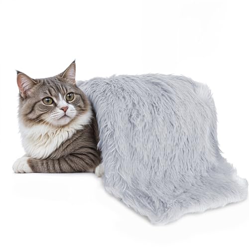 Dimeho Beruhigende Kuscheldecke für Haustiere Flauschige Decke für Hunde & Katzen Superweich und Warm 22 × 14 Zoll/56 × 36 cm Graue Welpendecke für Innenbereich Maschinenwaschbar Graue