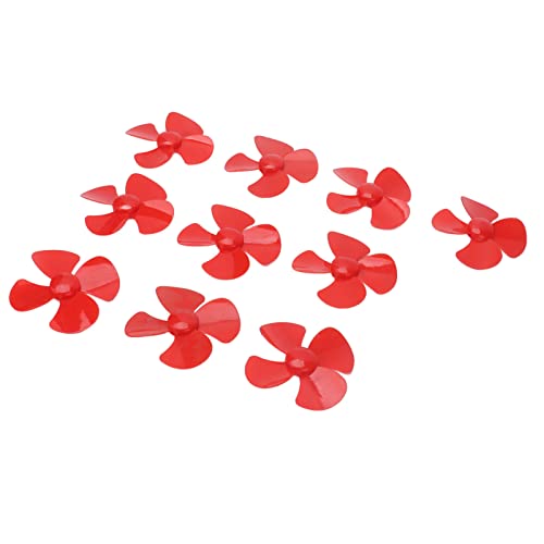 Propeller mit 4 Flügeln, leicht, 10 Stück, 80 mm Durchmesser, Kunststoff, großer Schub zum Basteln für DIY-Spielzeug (rot)