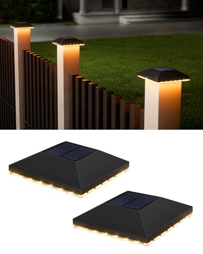 JACKYLED Solar Pfostenkappe 7x7 8x8 9x9 10x10, Solar Pfostenkappen IP65 Wasserdichte für Zaunpfosten für Hölzerne Pfosten Plattform, Garten, 2 Stück