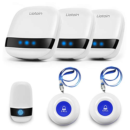 LIOTOIN Notrufknopf für Senioren Notruf Kabellos Notfallknopf Hausnotruf für Senioren SOS Alarm Notruf Knopf Wasserdicht Pflegeruf Set 3 Sender 3 Empfänger … …