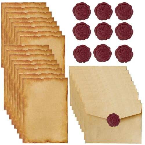 Briefpapier Set, Mit 10 Vintage-papier Umschläge, 16 Briefpapier Vintage A5 Und 10 Wachssiegel-aufkleber Liebesbrief, Liebesbrief Passen Schreiben Von Briefen Verwandte Und Freunde