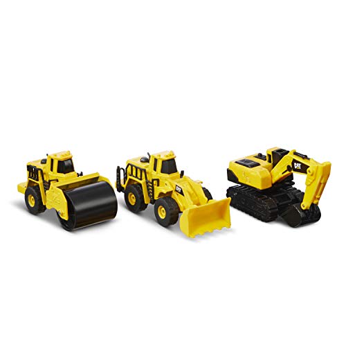 CatToysOfficial | Construction 3er-Pack Druckgussmetall Baustellenfahrzeuge Kinder| Bagger, Walze und Radlader Spielzeug| Spielzeugautos & Geschenke ab 3 Jahre