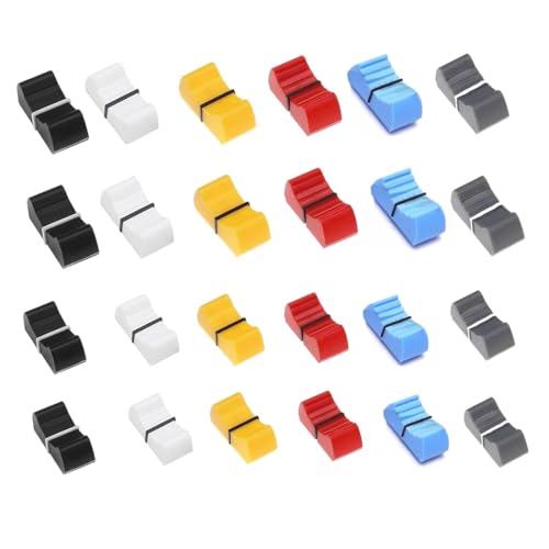 BEPSYOM 24 Stück Fader Knöpfe Faderknopf Aufnahme Mixer Straight Slide Potentiometer Bunte Fader Caps slider kappe Fader Pioneer für DJ Mixer die Lautstärkeregelung der Gitarrenkonsole