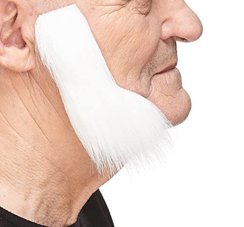 Mustaches Selbstklebender Sideburns Gefälschte Hammelkoteletts, Neuheit, Falsche Gesichtsbehaarung, Kostümzubehör für Erwachsene, Weiß Farbe