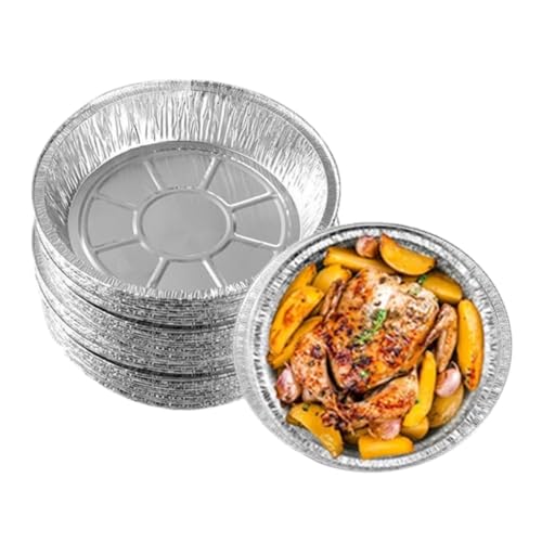 Folienschalen runde Folienkuchenschalen Einweg -Folienschild Backschalen Behälter 9 Zoll 50pcs, Folienschalen