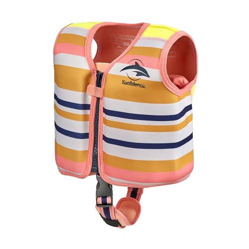 Konfidence Schwimmweste – Premium Schwimmjacke mit abnehmbarem Sicherheitsgurt für Kinder | Einstellbarer Auftrieb | CE-konform | Von Schwimmschulen empfohlen (Gelato Rose, S 15-19kg)