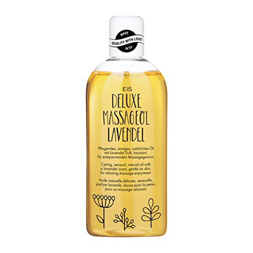 EIS Deluxe Massageöl Lavendel | für Massagen zur Entspannung | geeignet für Paare | wärmendes Körperöl zur Muskelentspannung | intimes & flüssiges Gleitöl | 250ml | erotischer Lavendel Duft
