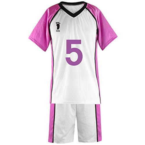 TWSTIV Shiratorizawa High School Cosplay Volleyball Jersey Shirt Shorts Kostüm Uniform (Nr. 5 Guess Monster, XL)