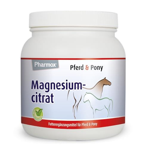 Pharmox Pferd & Pony Magnesiumcitrat (1.500 Gramm Pulver) - 100% aus reinem Magnesium ohne Zusätze - Hochdosiert - Ist gut für die Muskelfunktion - Für den Erhalt starker Knochen
