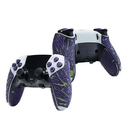 Controller Grips for PS5 DualSense Edge, Skin kit, Anti-Rutsch, Multi-Textur, Schweißabsorption, Vorgefertigte Griffstreifen, von SHADOW BOOLT (Lila & Grün)