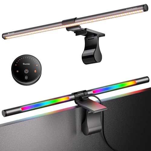 Quntis 51cm Curved Monitor Lampe mit RGB Hintergrundbeleuchtung Fernbedienung, 15 Modi verfügbar, Monitor Light Bar für Gaming Deko, Augenschonende dimmbare Bildschirmlampe USB für PC Computer Büro